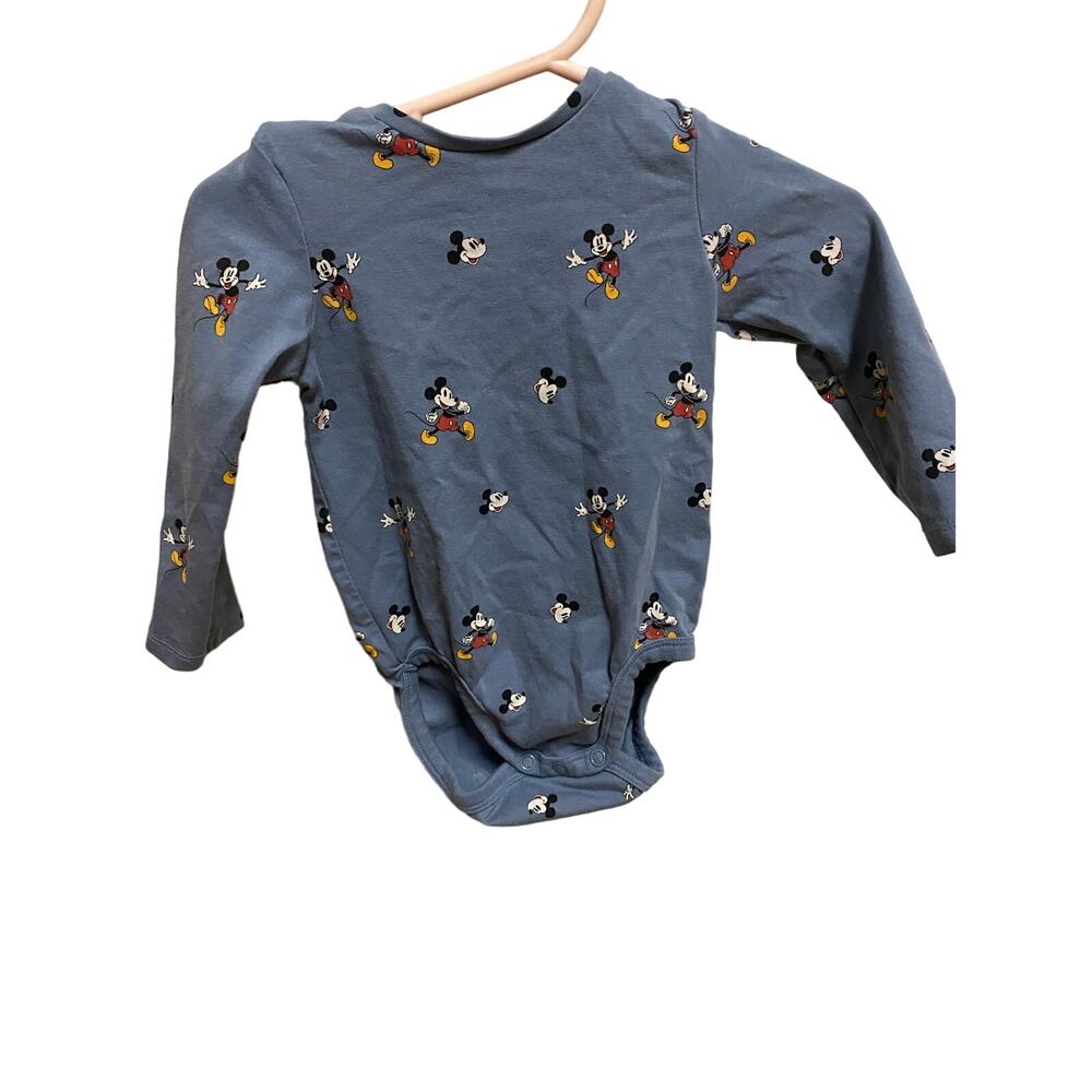 Disney Mickey Mouse Organic Cotton Blue Long Sleeve Onesie and Pants 6 Mths H&M